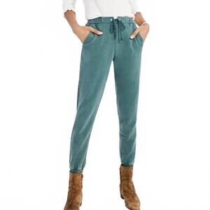 NEW SOMETHING NAVY tie waist joggers in dark green